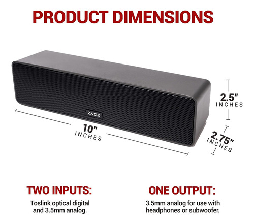 Barra De Sonido Para Tv Con 6 Niveles Zvox Accuvoice Av100