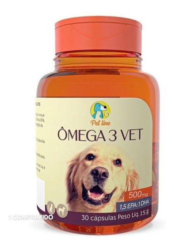 Ômega 3 Vet 500mg Botupharma Pet - 30 Cápsulas 