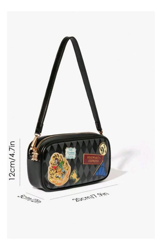 Bolso De Dama Harry Potter Expreso De Hogwarts Negro Geométrico Níquel Negro
