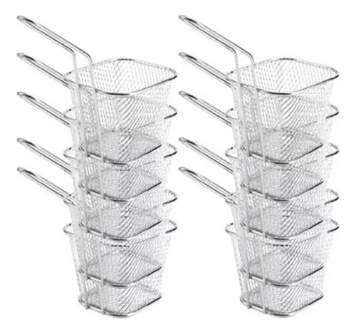 10pcs Mini Cestas De Malla Para Freidora De Acero Inoxidable