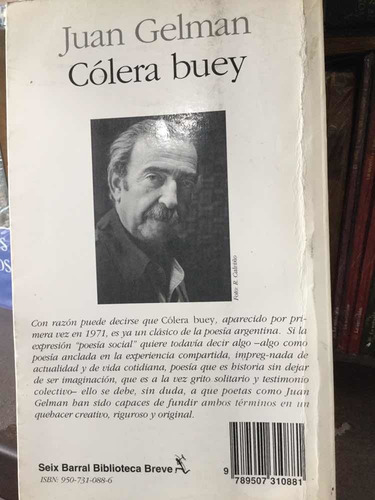 Cólera Buey. Juan Gelman. Poesía (Usado)