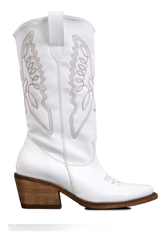 Botas Texanas Mujer Caña Alta Taco Medio Triple Bordado 2668