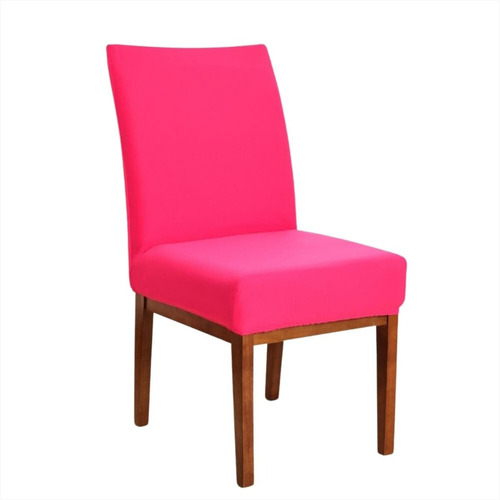 04 Capas P/ Cadeira Jantar Malha Gel Com Elástico Estampadas Cor Pink Desenho do tecido Liso