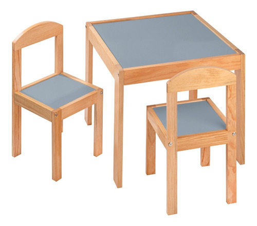 Dos Sillas De Madera Con Mesa Moderna Tamaño Infantil