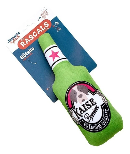 Rascals Juguete Botella De Plush C/ Chifle Sonido Perro Pets Color Verde