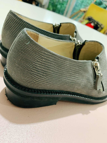 Zapato Botineta Cuero Tramado