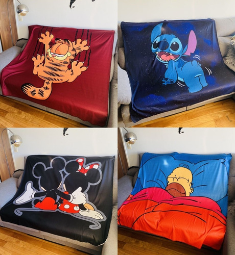 Imagen 7 de 10 de Mantas Tematicas / Mantones Animados - Stitch - Mickey - Mas