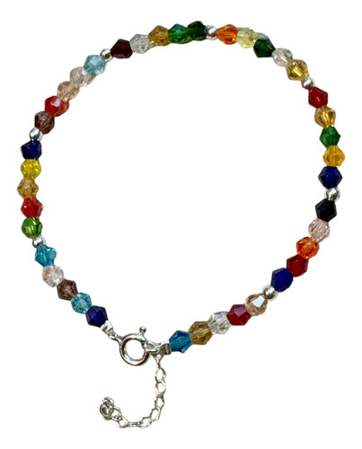 Pulsera Premium De Plata 925 Y Cristales - Make A Wish Multicolor 7 Cm 20 Cm