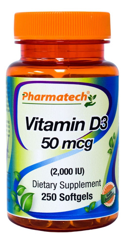 Pharmatech Vitamina D3 2000 Ui, 50 Mcg, Alta Absorcin, Apoyo