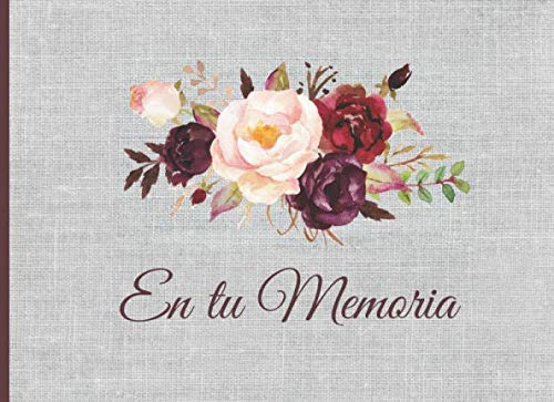 En Tu Memoria: Libro De Firmas De Funeral Tema Flores Acuare