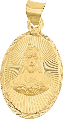 Hermosa Medalla De El Sagrado Corazón En Oro De 10k