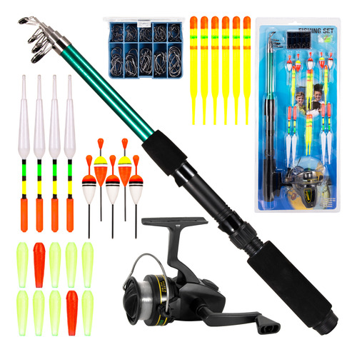 Set De Flotadores De Pesca Giratorios Con Caña Telescópica,