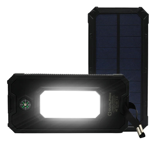 Imagen 8 de 10 de Bateria Portatil Externa 20.000 Mah 2 Usb Solar Powerbank