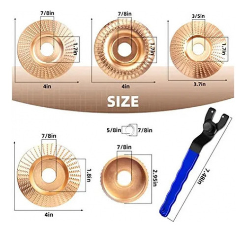 Juego De 5 Discos Y Llave Para Tallar Madera