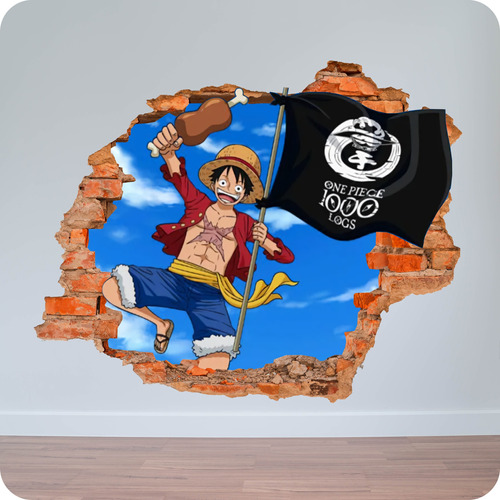 Vinilos Pared Rota 3d One Piece Monkey 100x120