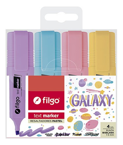 Set 4 Destacadores Filgo Text Marker Colores Pasteles
