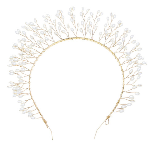 Diadema Con Forma De Corona De Hojas Y Perlas Para Profesion