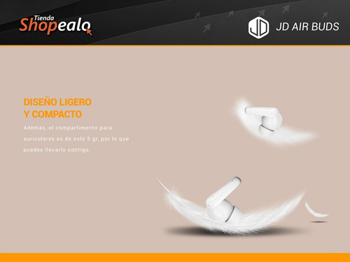 Imagen 5 de 8 de Auricular Inalambrico In Ear Bluetooth Jd Air Buds Blanco -*