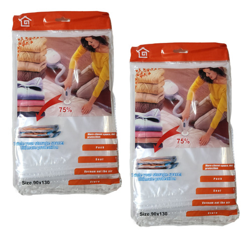 Pack X2 Bolsas De Almacenamiento Al Vacío M (90 X 130 Cm )