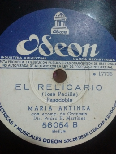 Maria Antinea Pedro H Martinez Disco Pasta Odeon 56054 C69