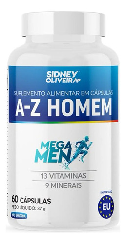 A-z Homem Mega Men 60 Cápsulas União Europeia Sidney Oliveir Sabor Sem Sabor