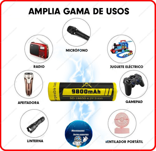 Cargador + Pila Recargable 18650 | Batería 3.7-4.2v 9800 Mha