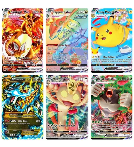 200 Cartas Pokemon Original c/ 05 Brilhante + 1 Ultra Rara V