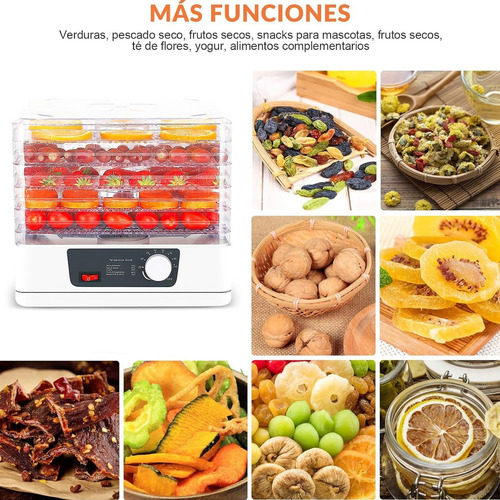Deshidratador De Frutas Y Verduras Con 5 Bandejas Ajustables