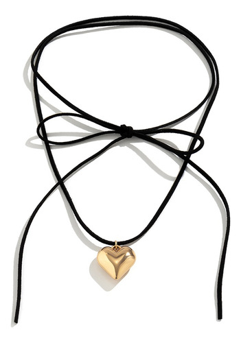 Collar Con Colgante De Corazón Con Cadena De Cuerda De Terci