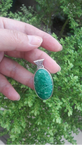 Colgante De Plata Con Piedras Naturales Amazonita Verde