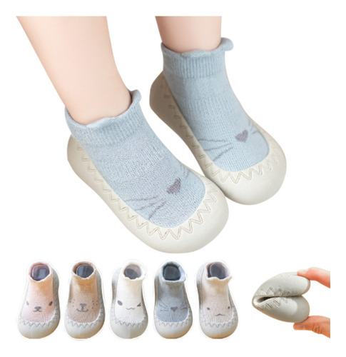 5 Pares Zapato Calcetin Pantufla Bebe Niño Niña Suela Antide