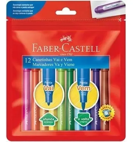 Canetinha Hidrografica 12 Cores Vai E Vem Faber Castell