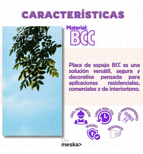 Panel Espejo Bcc Placa Decorativa Flex 1.22x2.44 M Inmatmex