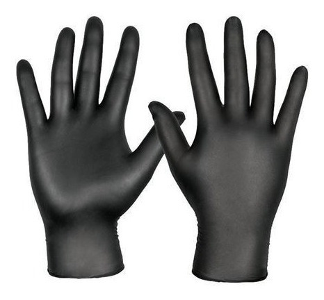 Guantes Nitrilo Descartables Caja 100 Pares Negros Talle S