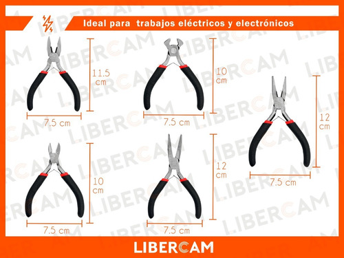 Imagen 4 de 10 de Kit Set X5 Juego Mini Pinzas Reforzadas Manuales