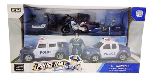 Set De Vehiculos C/ 3 Figuras De Rescate Policias Accesorios
