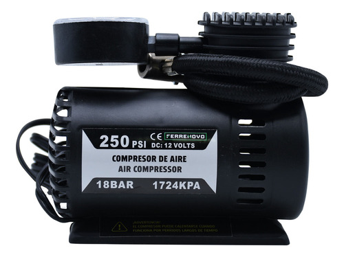 Compresor De Aire Portatil 250 Psi Ferrenovo Color Negro Fase Eléctrica Monofásica Frecuencia 20 Min 12v