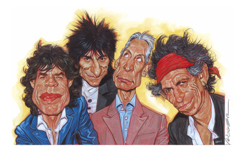 Lámina 45 X 30 Cm. - Música - The Rolling Stones Caricatura