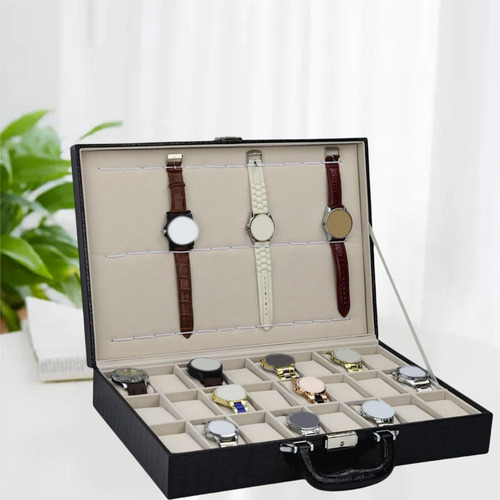 Caja De Reloj Portátil Grande De 36 Ranuras Para Hombres,