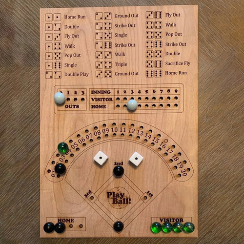 Juego De Mesa De Dados De Béisbol, Pinball De Madera