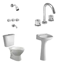 Comprar Juego Sanitarios Inodoro Mochila Griferia Lavatorio  Ducha