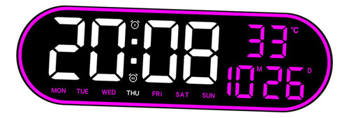 Reloj De Pared Digital Con Temperatura, Reloj Rosa Morado