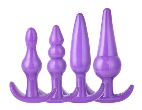 Plug Anal Kit Com 04 Itens Em Silicone Macio Com Alça