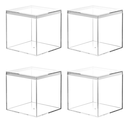 Cajas De Acrílico Transparente Exhibición, Paquete 4 Cubos 3