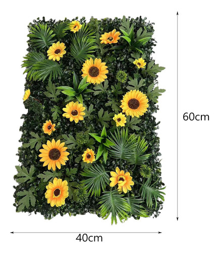 Panel De Pared De Césped Artificial Con Flores, Girasol