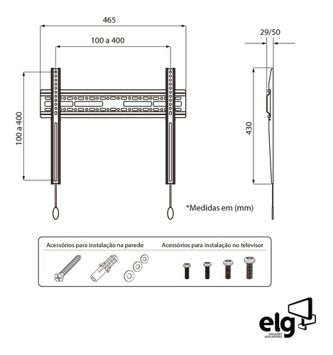 Suporte ELG N01V4 de parede para TV/Monitor de 32" até 65" preto