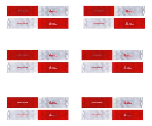 Kit 6 Faixa Refletiva Sinalização 30 X 5cm Caminhão Onibus Cor Vermelho E Branco Direito