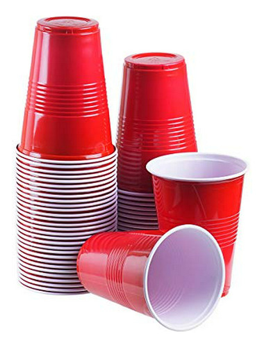 Vasos Desechables De Plástico, 12 Oz, Rojos (100 Unidades)