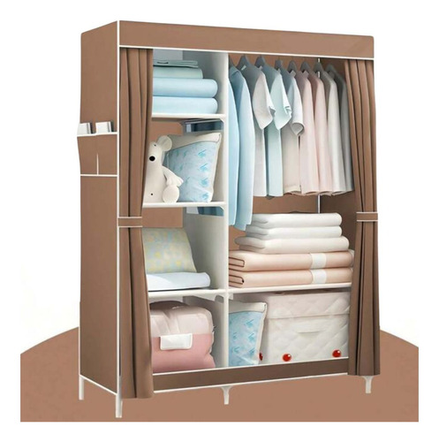 Closet Armable Ropero Pequeño Organizador Para Ropa Portatil Color Marrón