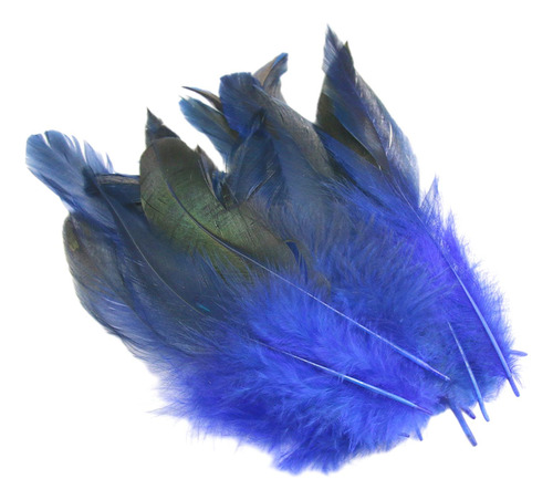 50 Uds. De Plumas Para Manualidades, Plumas De Pollo, Azul